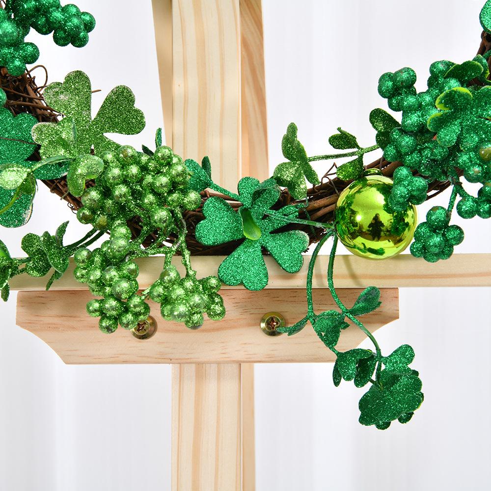 Irish Festival Wreath Bow Green Clover Wreath St Patrick'S Day Decorative Door Hanging