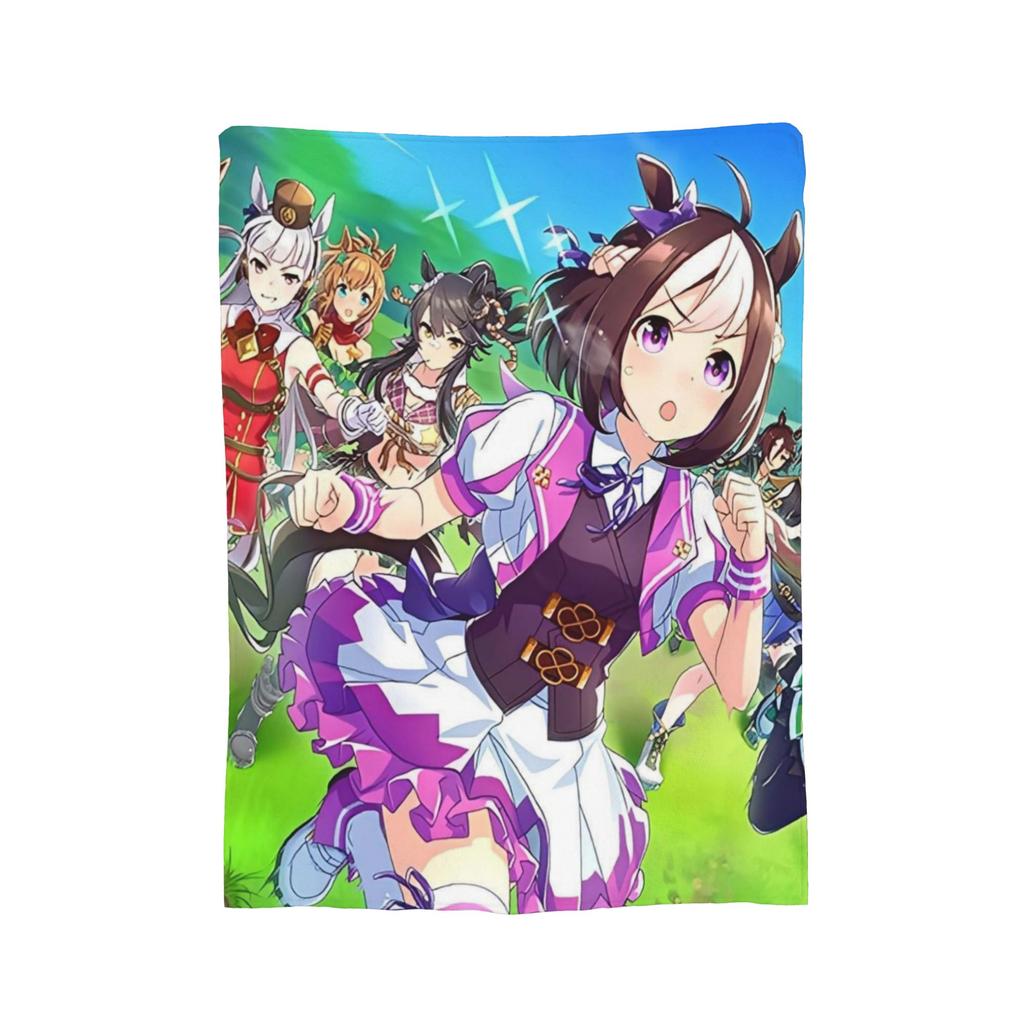 Uma Musume Pretty Derby Blanket Fleece Textile Decor Animals Anime Portable Ultra-Soft Throw Blankets for Sofa Bedroom Quilt