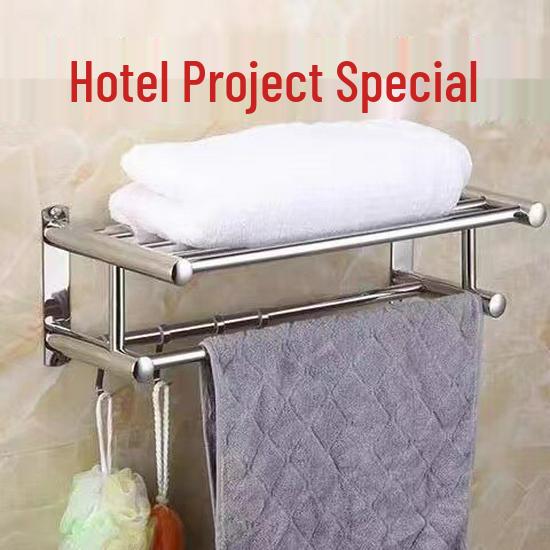 304 Stainless Steel Bathroom Towel Rack and Storage Shelf