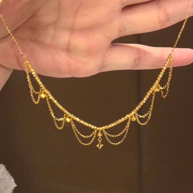 Inspiration Design Multi Layer Chain Starry Lace Tassels Necklace Fien Exquisite Star Collar Banquet Jewelry Gift for Women