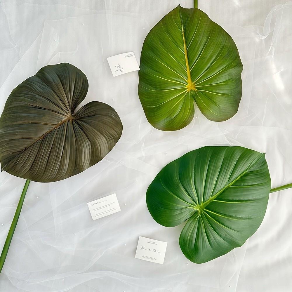 Green Plants Artificial Calla Leaves Plastic Artificial Arrowroot Leaf Banana Leaf  Room Decor