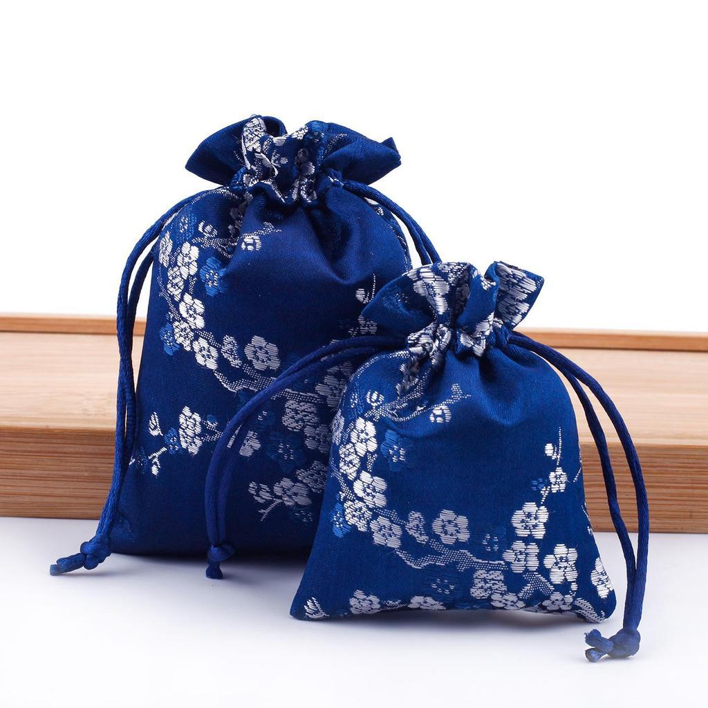 Walnut Brocade Drawstring Jewelry Bag for Buddha Beads