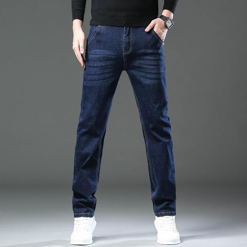 2024 Podzim a Zima Nové džíny Pánské Business Rovná trubka Volné Elastické kalhoty Trend Všestranné Ležérní kalhoty