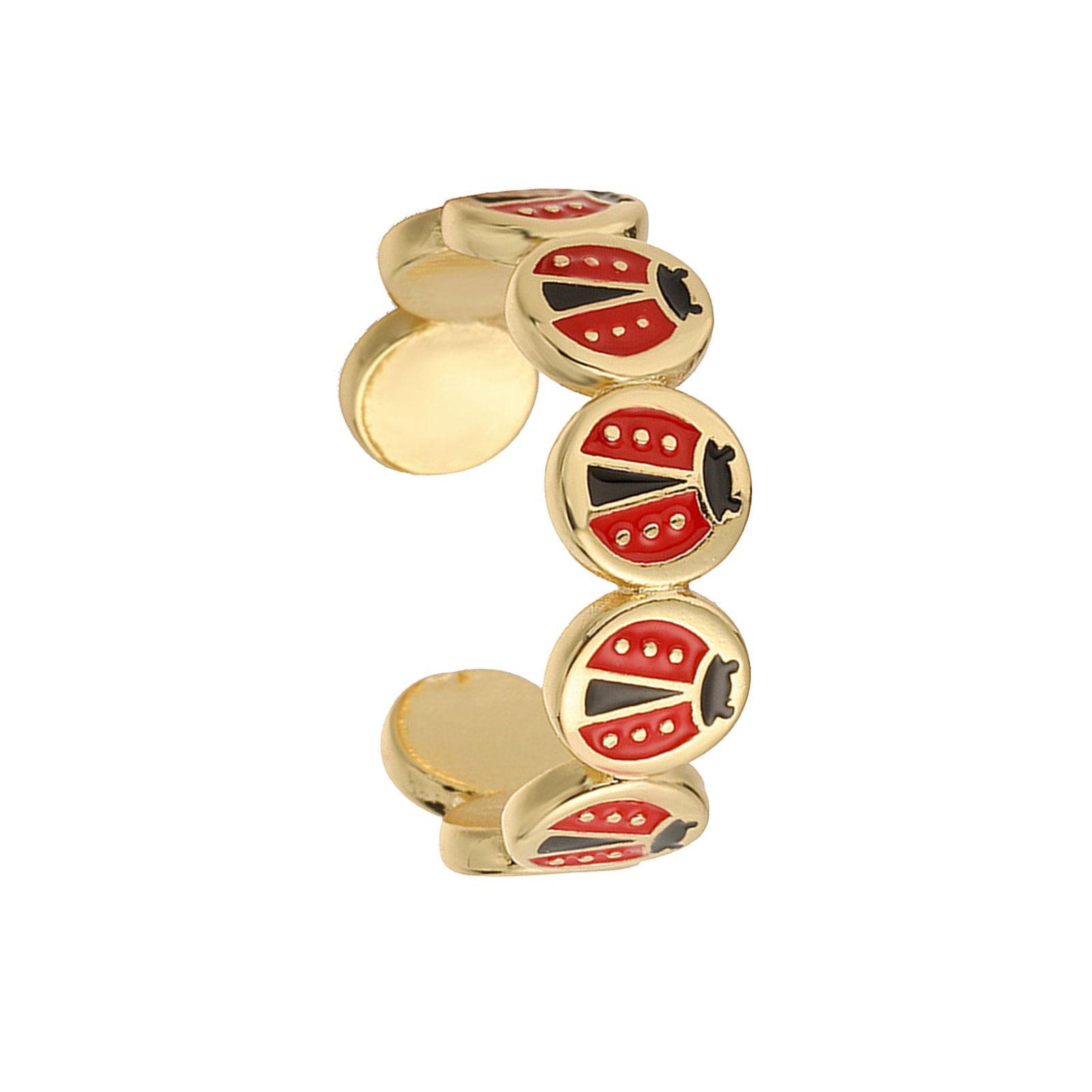 

Регулируемое Открывающееся Кольцо Божьи Коровки Разноцветная Капельная Эмаль Детали Легкая Медная Бижутерия Для Женщин Девушек Модные Аксессуары B