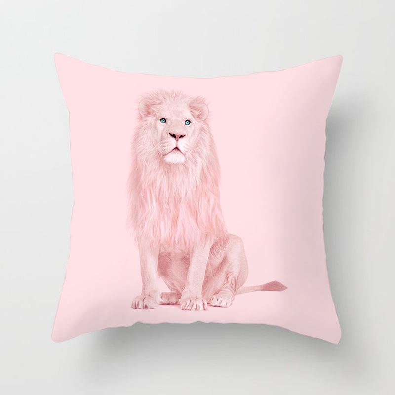 Pillow Print Cartoon Flamingo Grass Mud Horse Cushion Peach Leather Velvet Polyester Pillow Cover