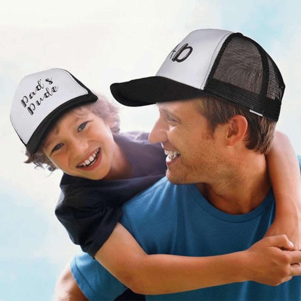 DAD MOM MINI Printed Family Baseball Cap Washed Cotton Mesh Baseball Hats For Mom Dad Kids
