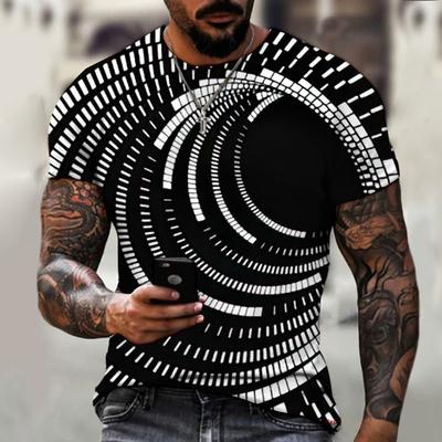 Brand Men's Summer Short-sleeved Technology Whirlpool Digital Information 3d Printed T-shirt Harajuku Fashion Size 5XL