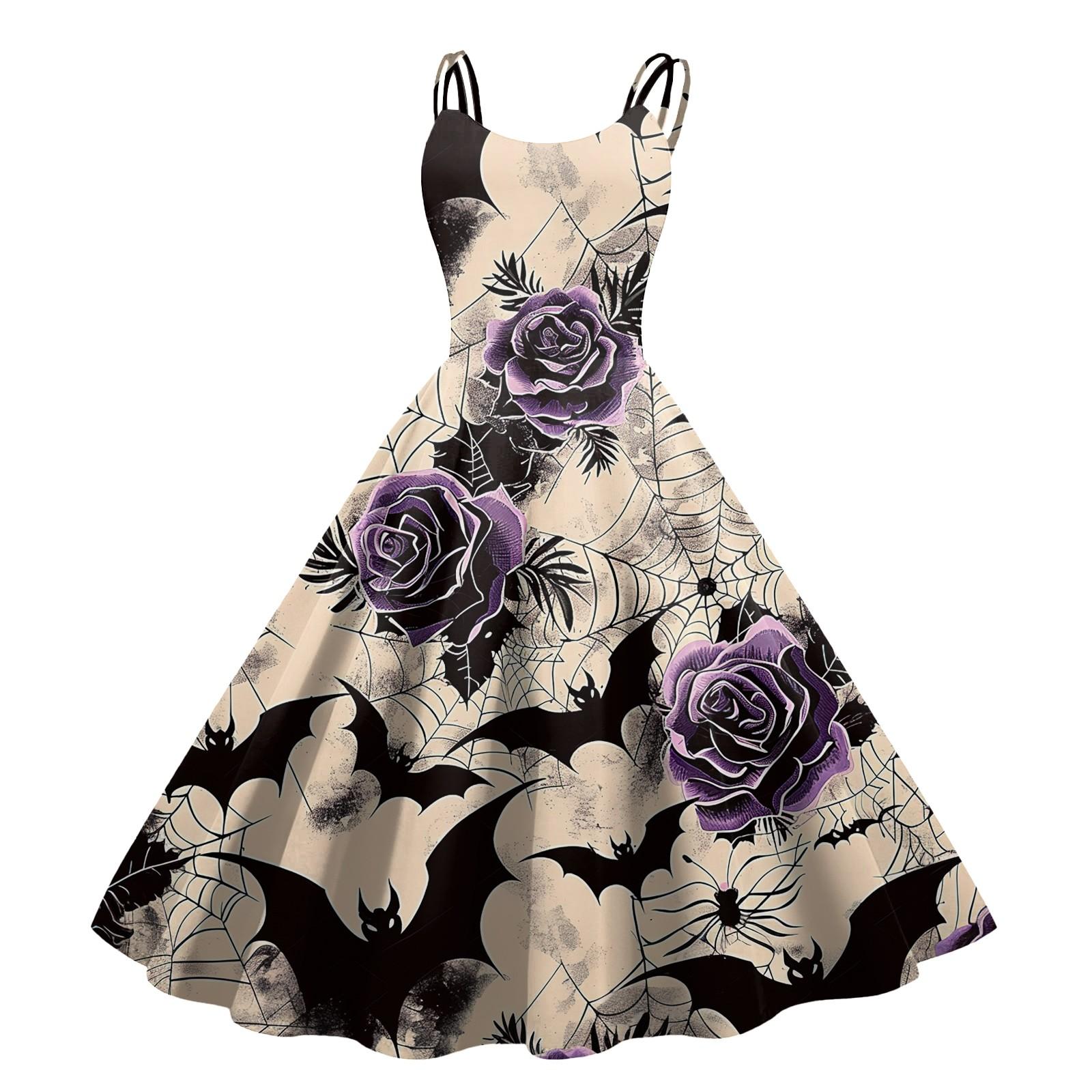 

Женское сексуальное платье с принтом на Хэллоуин, с открытыми плечами, в стиле панк, винтаж XXL