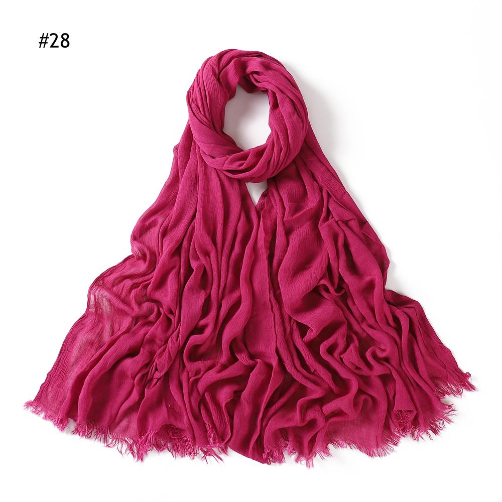 Crinkle Rayon Hijab Women Muslim Scarf Shawls Fringe Solid Headscarf Head Wraps Big Size Plain Islamic Turban Headbands Foulard