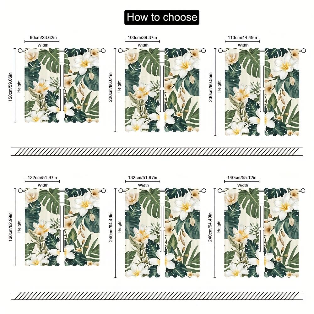 2pcs Tropical Leaf Print Blackout Curtains - High-Quality Polyester   Easy Installation   No Rod Needed   Ideal for Bedroom   Living