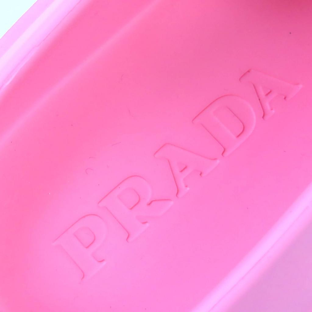 Pristine PRADA Slip-on Triangle Logo Rubber Sandals and Mules Pink 36 1S811M Used