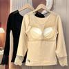 De Velvet Women's Fleece-Lined Lace Underwear Top - Thickened, Heat-Generating Long Sleeve Base Layer for Autumn/Winter