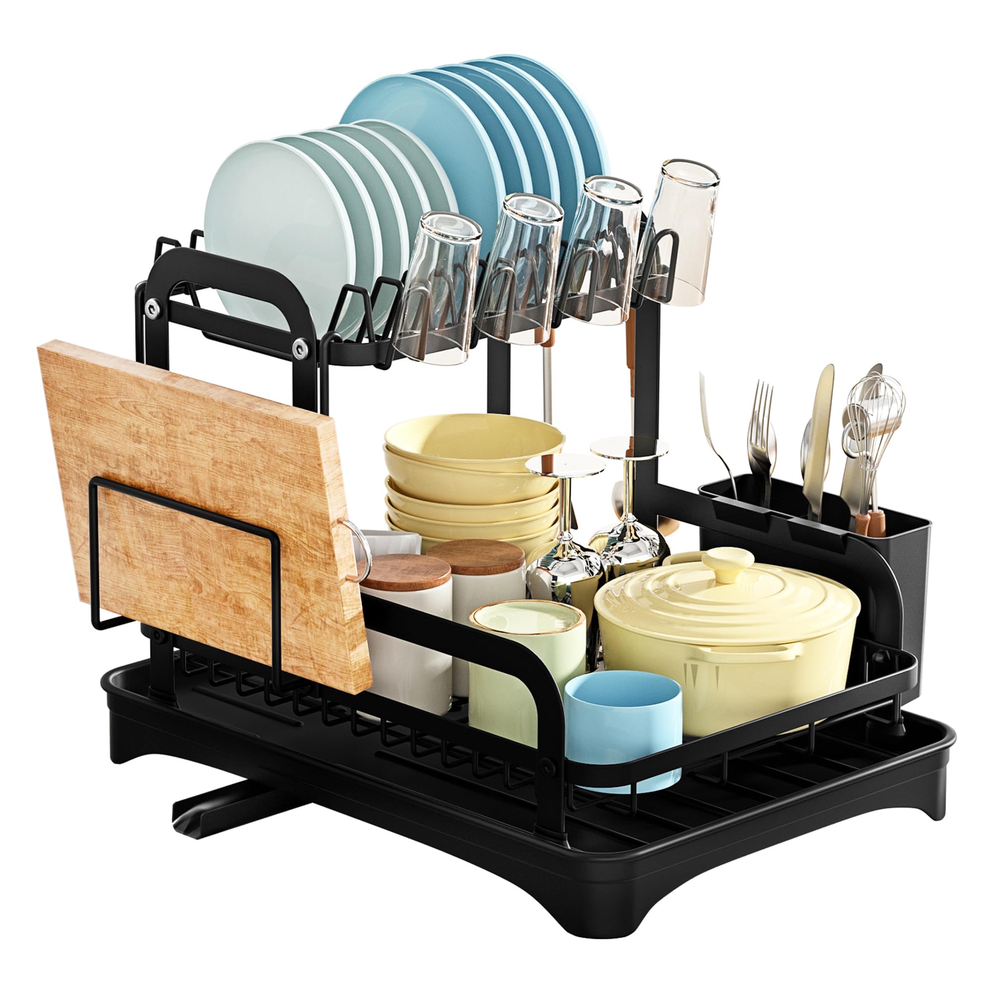 

GOOTISOCI Посуда Кухня Сушка для посуды Большая Автоматическая Ржавчина Отличная Нож Разделочная доска Посуда Сушка для посуды Кухонная полка Стойка, Сушилка, Корзина, чёрный