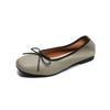 Square head single shoes female flat bow shallow mouth soybean shoes small fragrant wind soft bottom ballet shoes Devotion