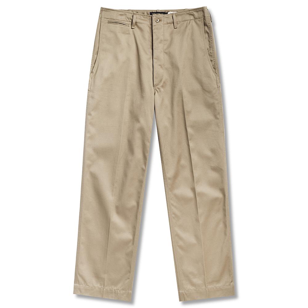 EDWARDMAX 100% Cotton Officer Chino Pants Japan Fabric Beige