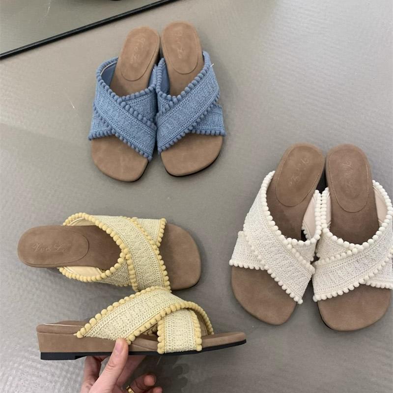 

Flat Bottom Bohemian Sandals Women s Summer New Vintage Ethnic Fairy Wave West Indian Beach Outdoor Slippers TPR Material 40 синій