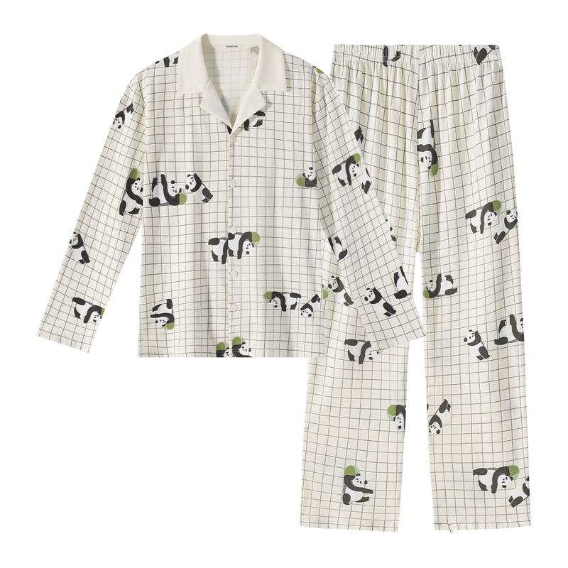 Men s 10A Antibacterial Combed Cotton Panda Pajama Set L