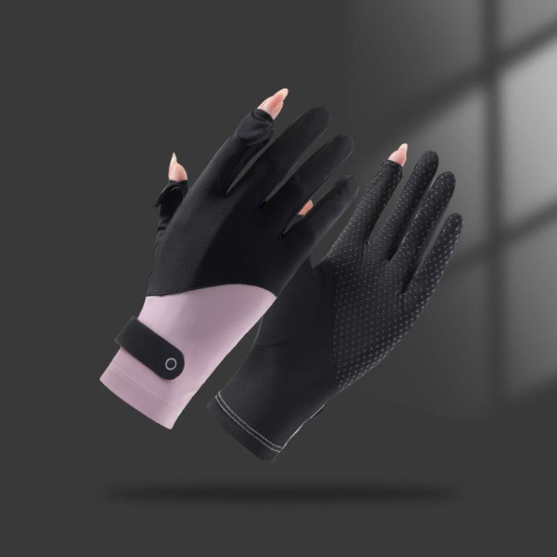 1 Pair Sun Protection Gloves One Size Sunscreen Breathable Anti-Uv Cooling Fabric Slip Gloves For Outdoor Cycling Driving