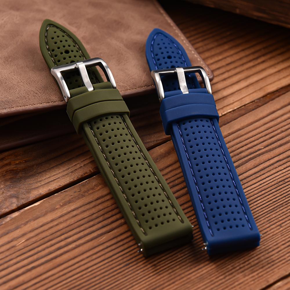 Quick Release Sport Silicone Watch Band - Breathable Waterproof Soft Rubber Strap Universal Fit 18mm 20mm 22mm For Men Women