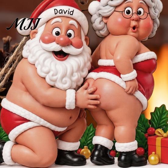 Hanging Wood Craft Decorations Wooden Christmas Tree Ornaments, Funny Santa Claus Pendant with Decorative Holiday Party Favors Rope for Home Decor and