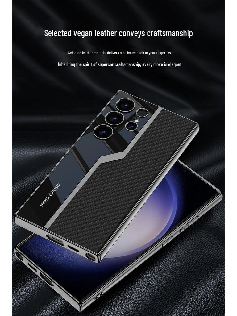 Electroplated Leather Supercar Case for Samsung S23 Ultra - Stylish and Durable Protective Cover
