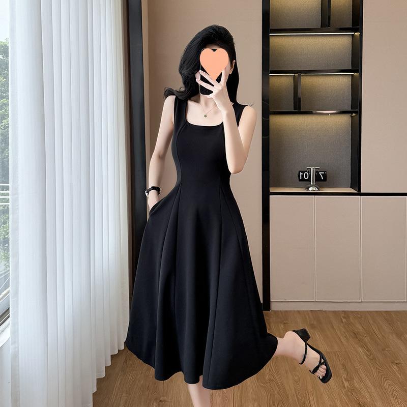 Hepburn Style Coffee Break French Black Sleeveless Vest Dress Children's Summer 2026 New Small Waist Dress
