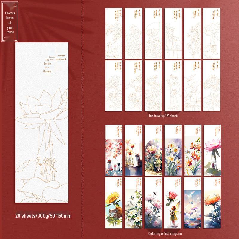 Feile Watercolor Sticky Notes & Bookmark Set: DIY Chinese Style Painting Kit for Kids