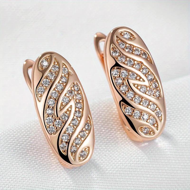 High-end Sparking Synthetic Zirconia Hoop Earrings Women's Exquisite Festival Wedding Golden Plated Jewelry Accessories
