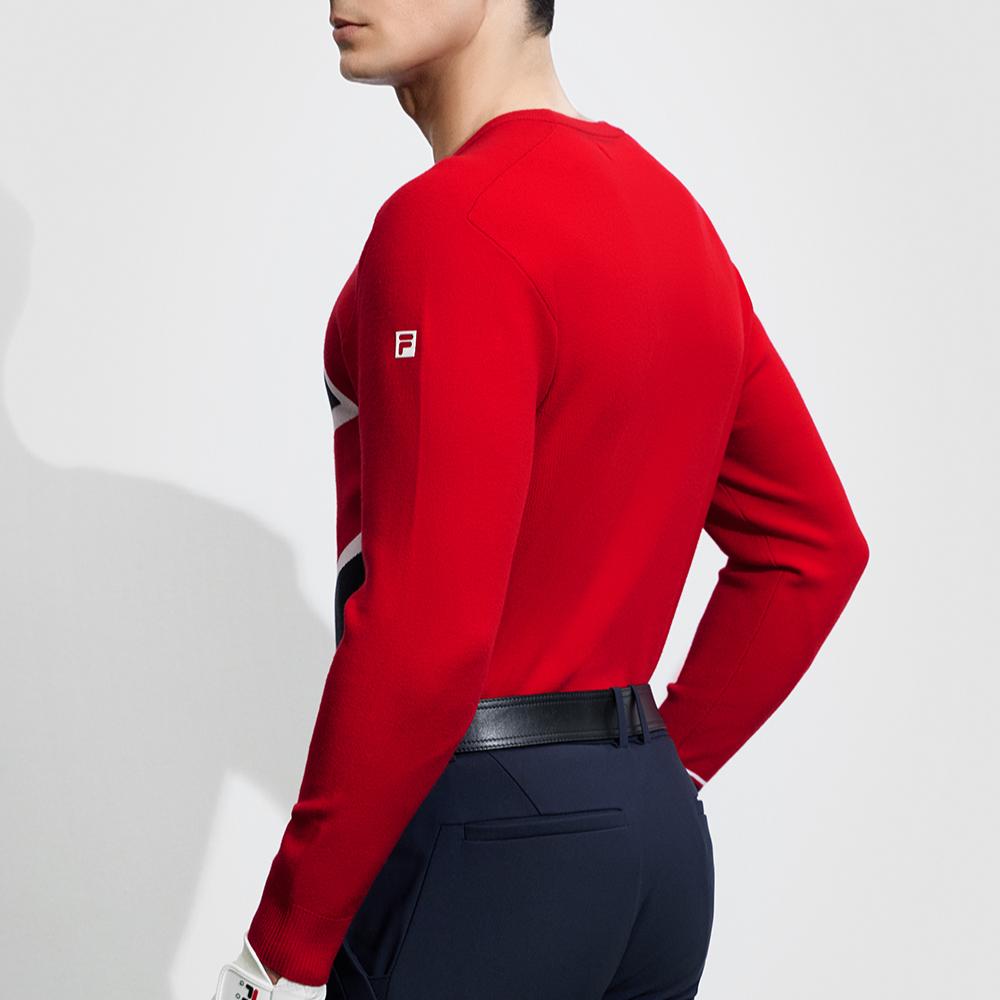 New FILA Golf Series Knitwear Men's Fluorescent Flame Red A11M415401F-RD