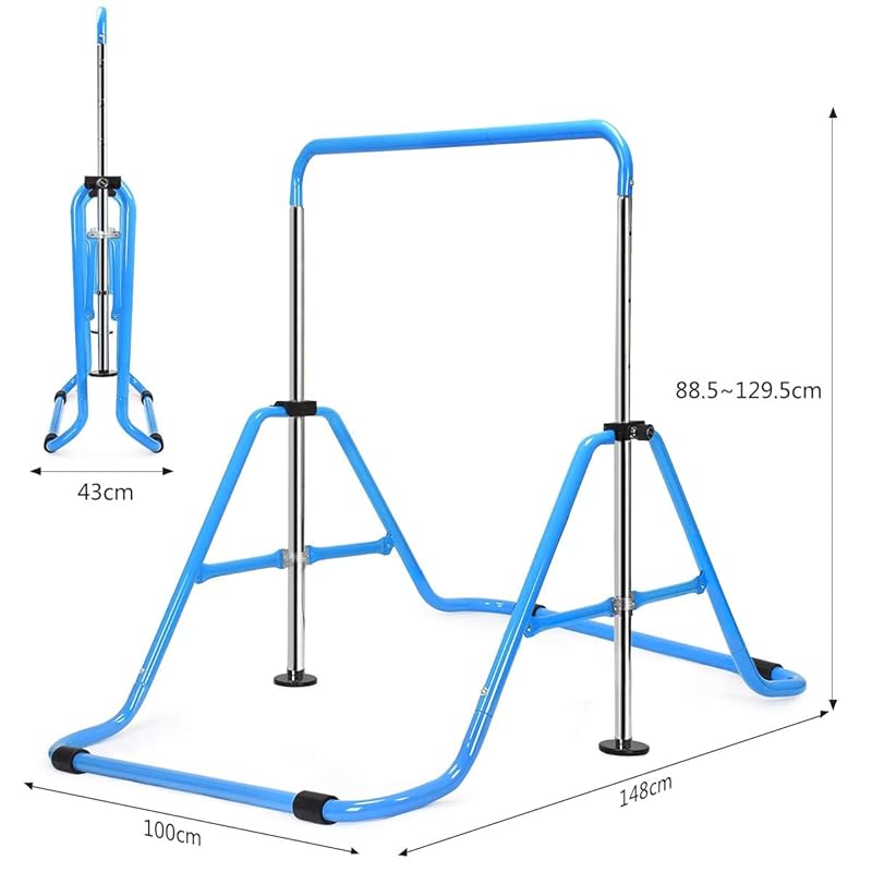 Multifunctional Folding Horizontal Bar with 4 Adjustable Heights, 100kg Weight Capacity, for Indoor and Outdoor Use, Easy Assembly, Stainless Steel