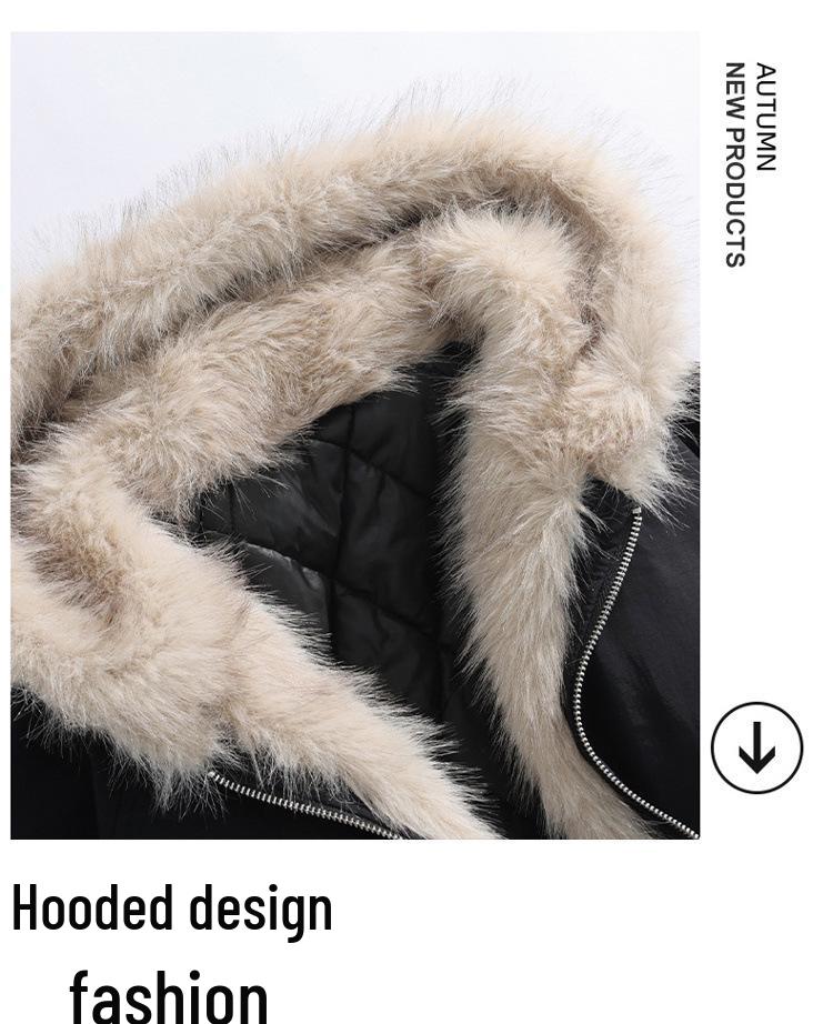American Retro Plush Collar Couples' Hooded Winter Parka