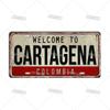 Mfoever  Artisian Argentina Ecuador Chile Colombia License Plate Landmark Metal Sign City State Decorative Car Plate Wall Decor Garage
