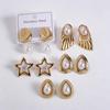 Ocean Series Stainless Steel Pearl Stud Earrings with Vacuum Electroplating