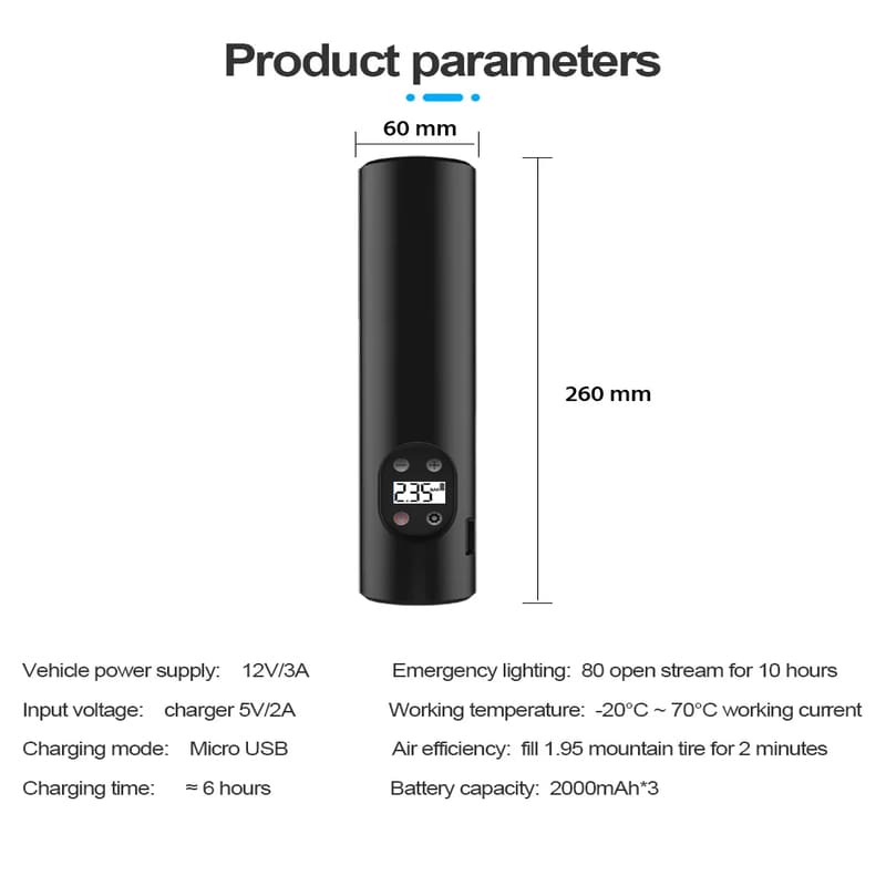 Small Wireless Air Pump Air Compressor for Bicycle Car Tire Inflator Portable Rechargeable Outdoor 150PSI Motorcycle Electric Vehicle Air Pump