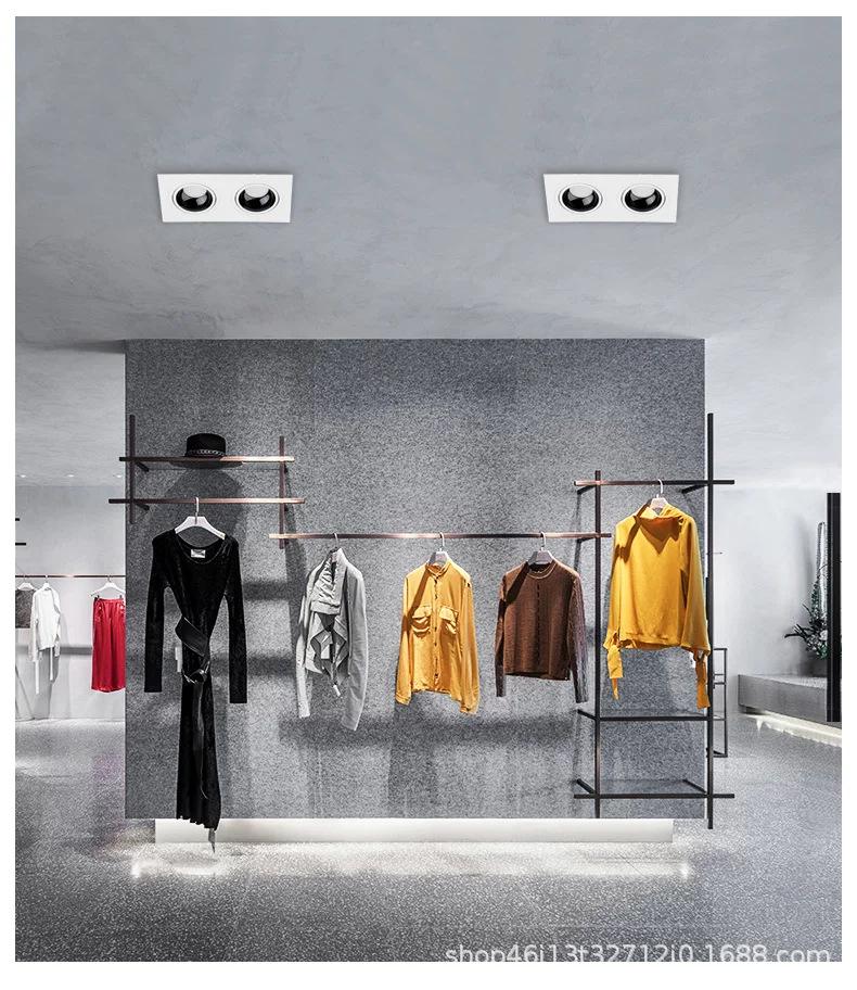 Double-Head Recessed Anti-Glare Square Spotlight with Deep Cup for Living Rooms