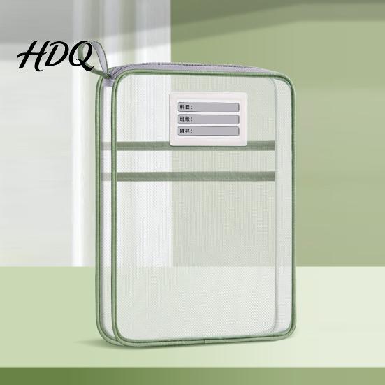 Portable Storage Pouches Transparent Nylon Document Bag Lightweight Mesh File Organizer with Zipper School Stationery Organizers And Strap,
