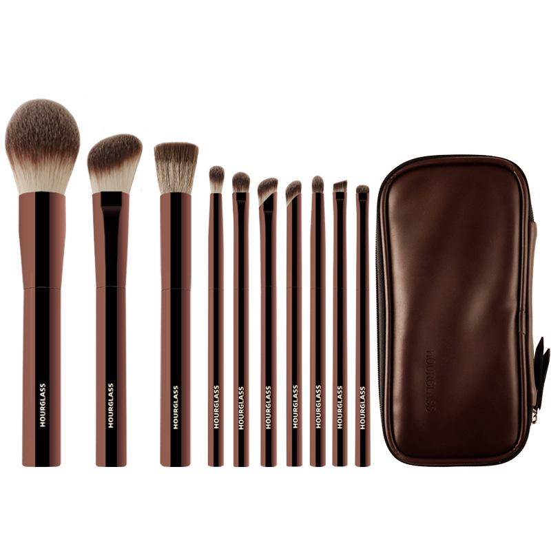 HOURGLASS Complete Makeup Brush Set: Powder, Blush, Foundation, Eyeshadow, Concealer, Lip Brushes.