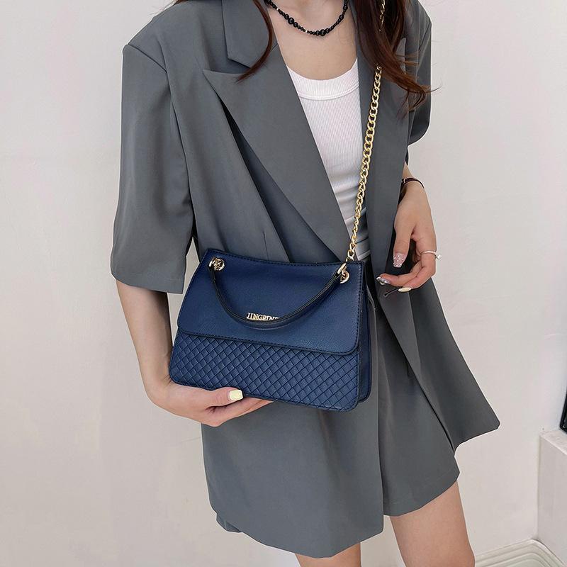 2025 New Indentation Plaid Women's Bag Fashionable Simple Chain Oblique Span Bag Light Luxury Fashion Women's Bag