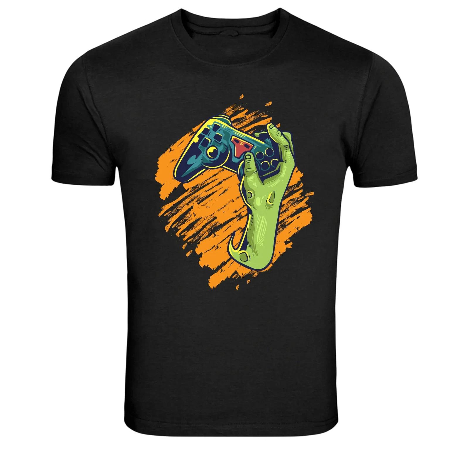 Zombie Hand Holding Game Controller Gamer Graphic T-Shirt S