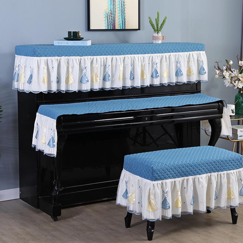 1-Piece Set New Cartoon Dust Cover Piano Bench Cover or Piano Key Cover Towel Home Simple Decorative Cloth