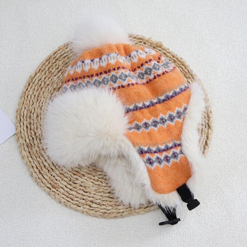 Bonnet Thermique Tricoté Couleur Tendance pour Femmes, Polaire Épaissi avec Protège-Oreilles, Bonnet Polaire