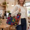 Vibrant Ethnic Pattern Tote Bag Stylish Portable Daily Casual Shoulder Bag for Outdoor Shopping Commute Use