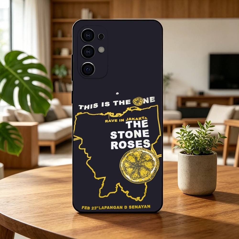 Custodia per Telefono S-Stone Z-Roses Band Singer per Samsung S25,S24,S21,S22,S23,S30,Ultra,S20,Plus,Fe,Cover Nera in Morbido Silicone