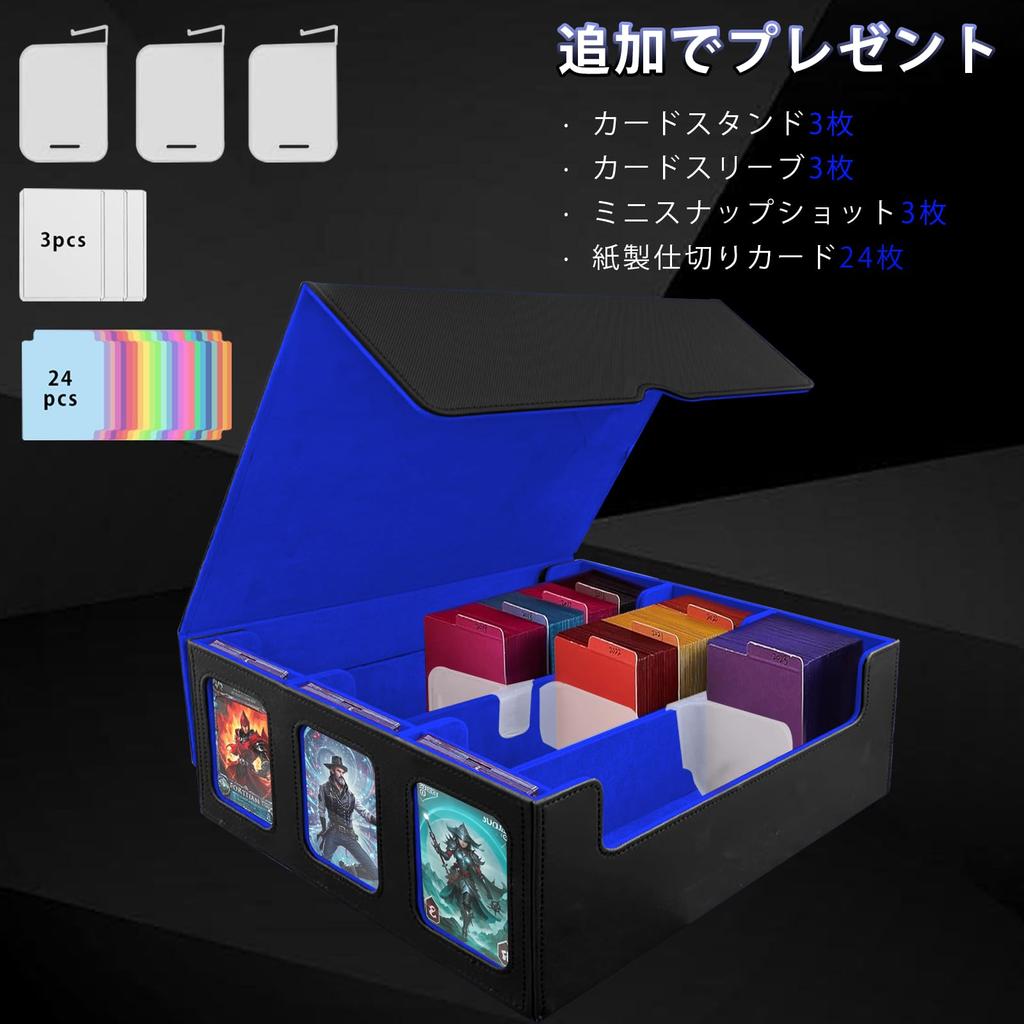 Amonel Deck Trading Card PU Holds 3 24 Dividers with Compatible with and Other Card Games with Blue 3 Case, Case, Leather, 3-Column Storage, 2100+