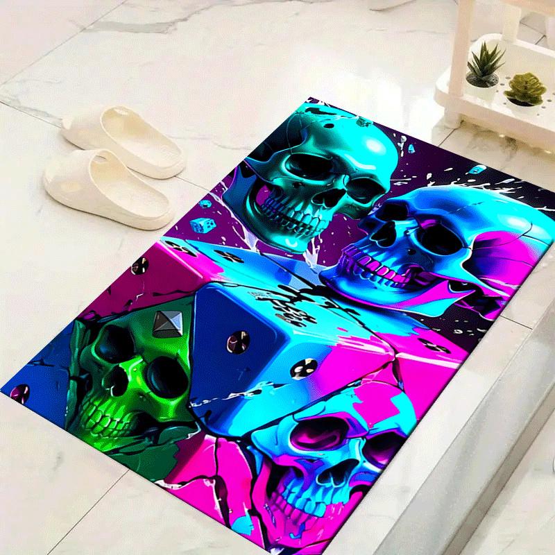 

1pc Scary Skeleton Design Indoor Area Rug - Soft, Anti-Slip, and Durable Gaming Room Decor for Bedroom 60cm by 90cm