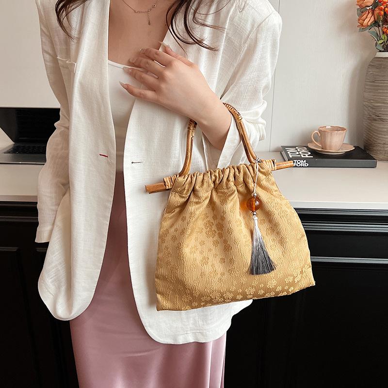 Nowy Styl Chiński, Styl Zagraniczny, Torba o Dużej Pojemności, Modna Torebka Bambusowa dla Kobiet, Torba do Pracy