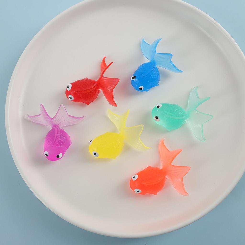 Artificial Goldfishes Rubber Aquarium Floating Fish for Aquarium Fish Tank Decoration Mixed Color 6. 5cm
