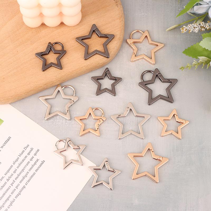 Hollow Star Shaped Spring Clasp Metal Carabiner Keychain Bag Clip Hook Dog Chain Buckle Connector Diy Jewelry Making Accessories