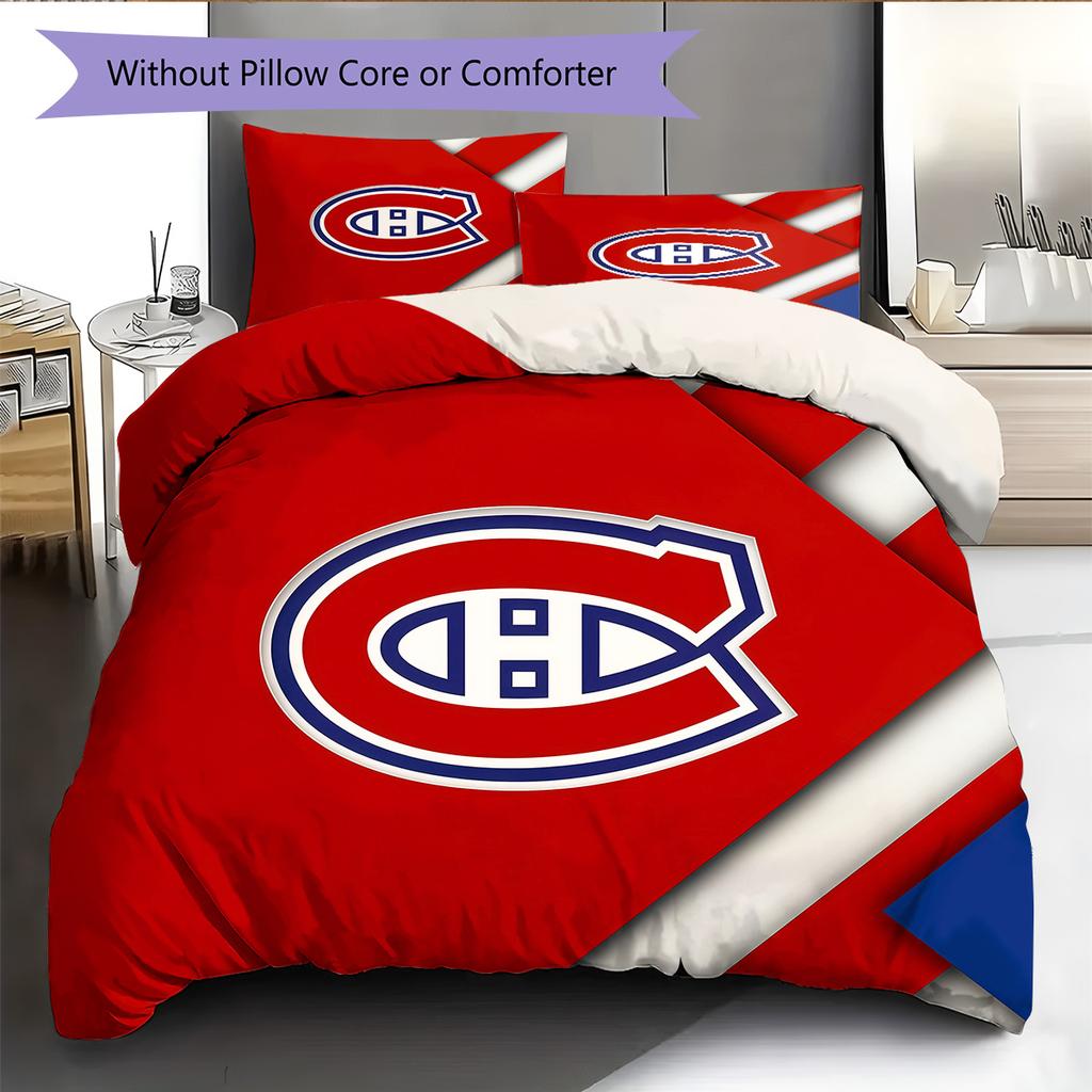 Montreal Canadiens3 Pattern Bedding Quilt Set  Home Decoration  Gift (1 * Duvet Cover + 2 * Pillowcase  Without Core)