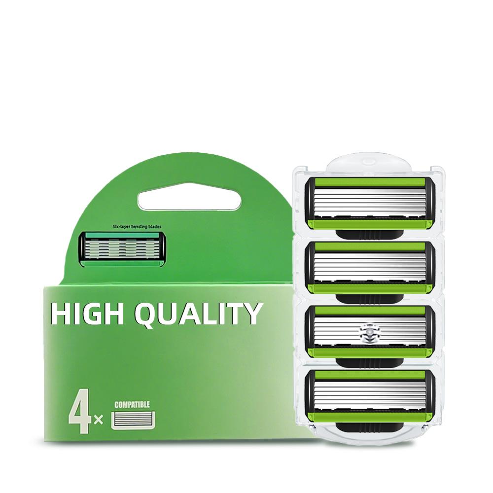 Aparelho de Barbear Clássico Razor 6 Lâminas Para Homens Barbear Depilação Lâminas de Barbear Aparelho de Barbear Manual Verde 1 Cabo Com 5 Lâminas Aparelhos de Barbear